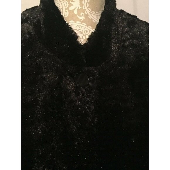 Alfred Dunner Swing Jacket Coat Black Faux Fur Dressy Christmas Holiday Party 18 - Picture 2 of 6